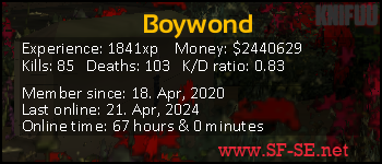 Player statistics userbar for Boywond