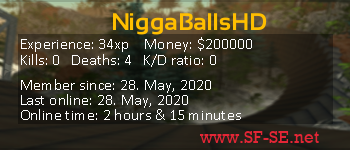 Player statistics userbar for NiggaBallsHD