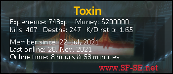 Player statistics userbar for Toxin