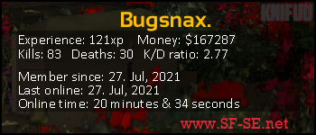 Player statistics userbar for Bugsnax.
