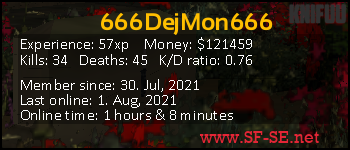 Player statistics userbar for 666DejMon666