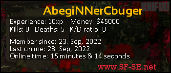 Player statistics userbar for AbegiNNerCbuger