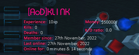 Player statistics userbar for [AoD]KL1NK