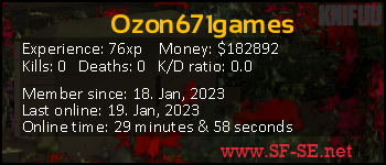 Player statistics userbar for Ozon671games